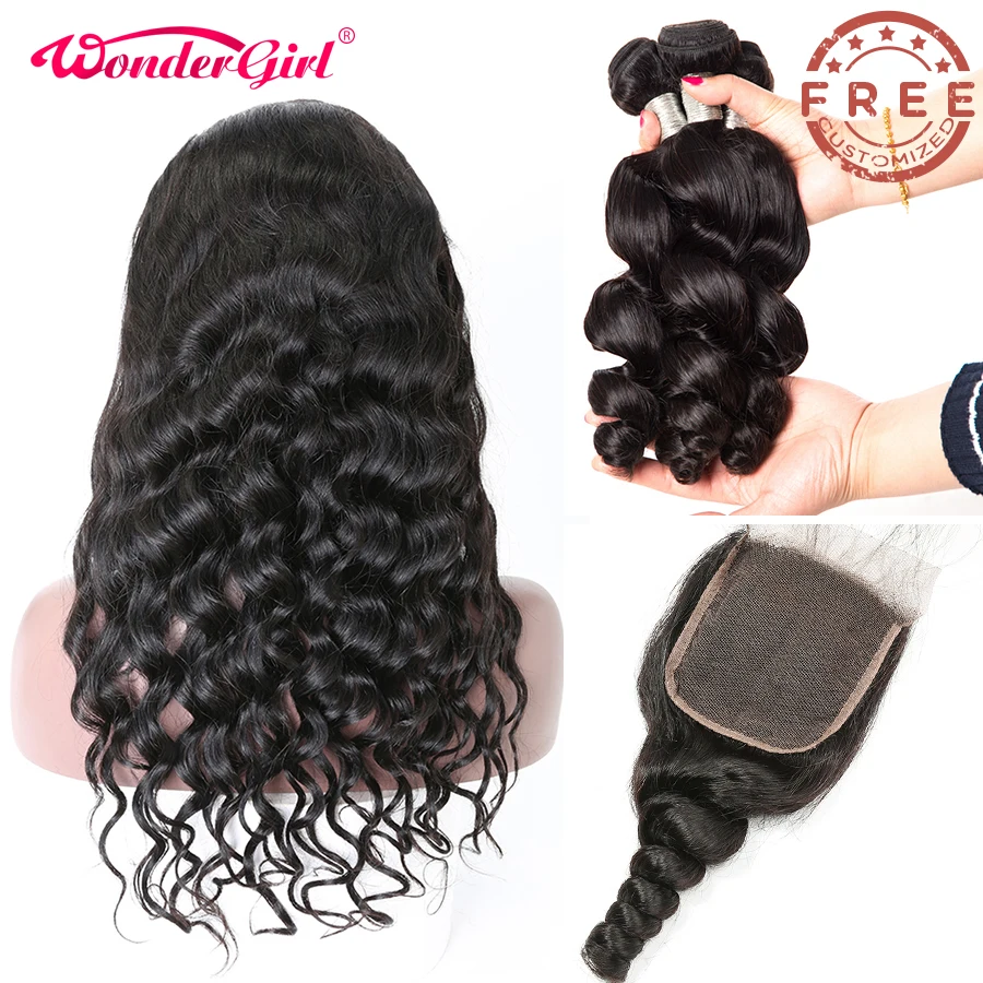 Бесплатная индивидуальная свободная волна 4x4 парик с закрытием шнурка 300