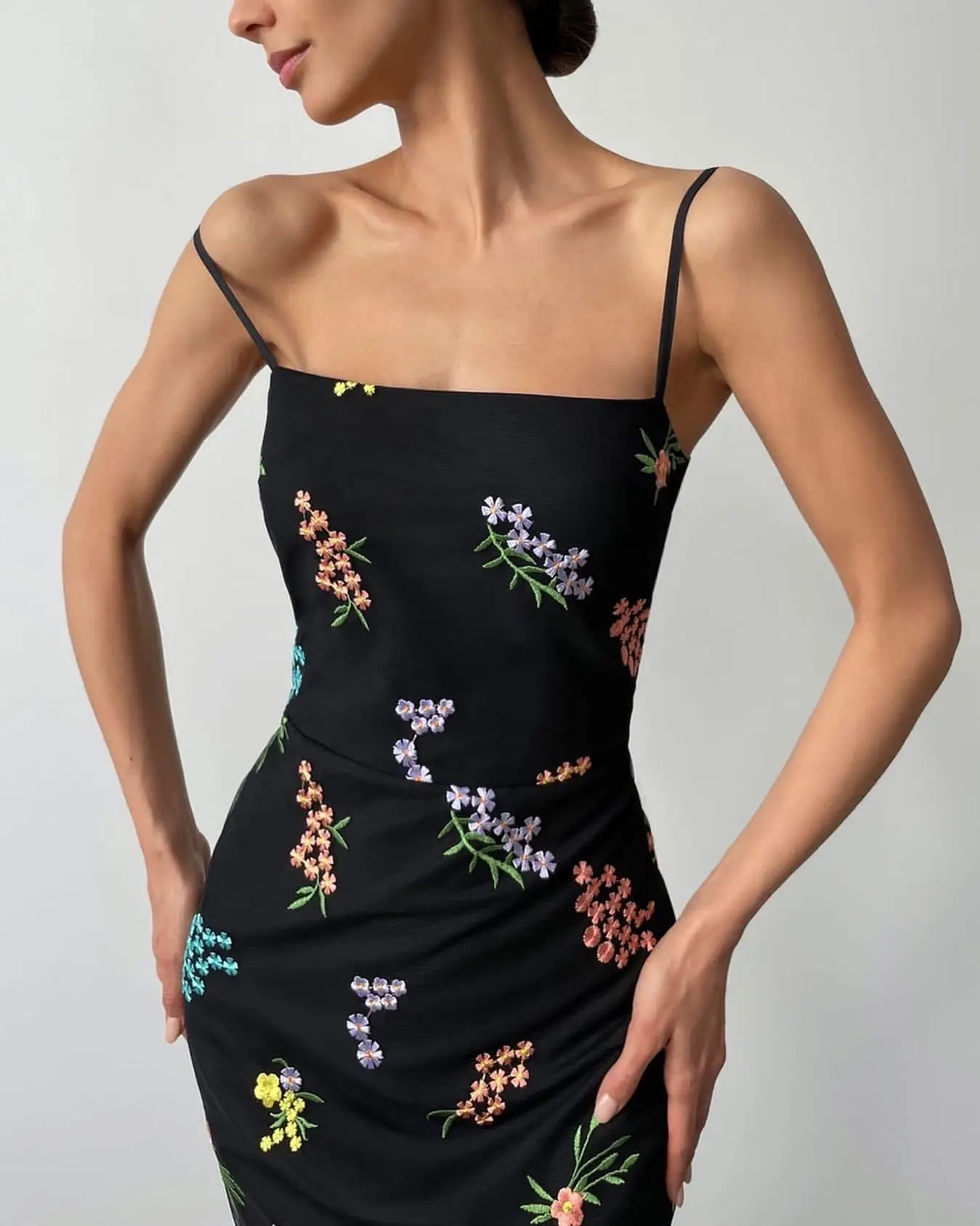 Женское платье с цветочной вышивкой повседневное элегантное летнее 2021 - купить