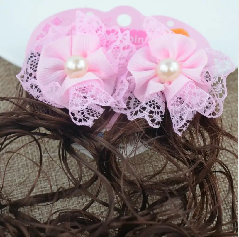 2 шт. завитые волосы для девочек с кружевным бантом заколка волос держатель