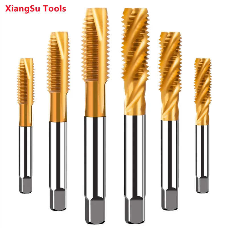 

M20-M22-M24-M27-M30 HSS Spiral Flute Tap Standard Size TIN Coating CNC Machine Cutting Tools For Metal Use With Flat Tip