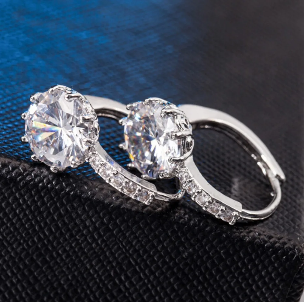 Fashion Crystal Large silver color Earrings with Stones Cubic Zirconia Women's Plata Earings Boucle D'oreille Femme | Украшения и
