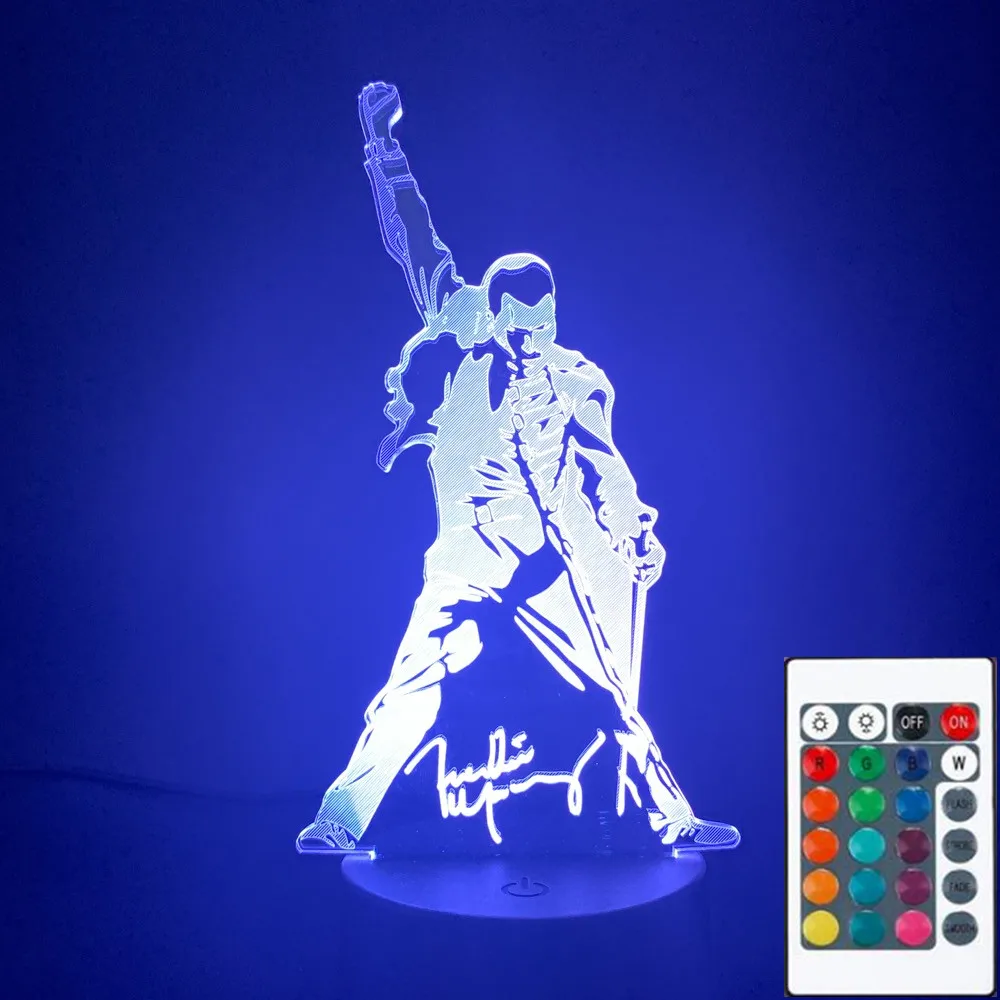 3D 3977 светодиодный ночной Светильник Queen Freddie Mercury меняющий цвет детский для офиса