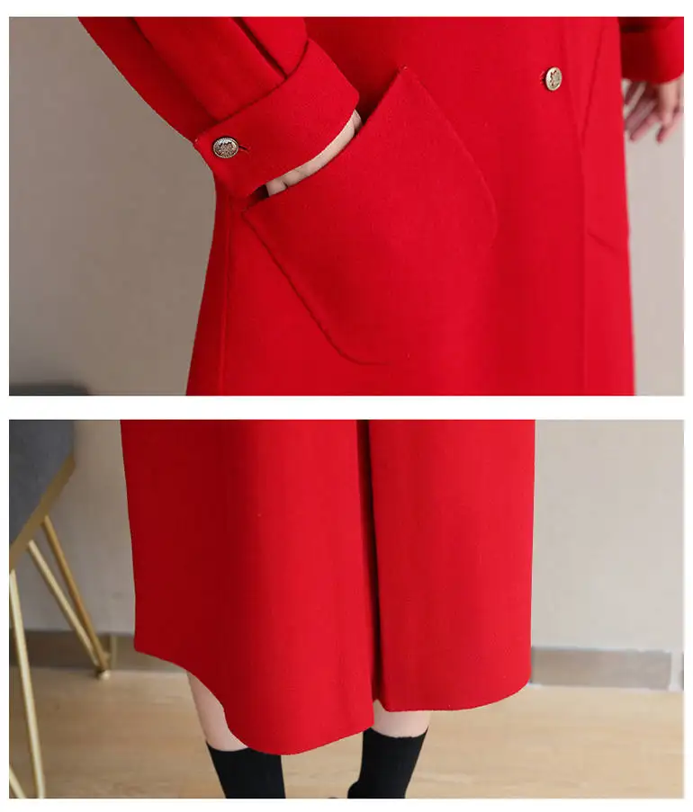 

Beige Woolen Coat Women Casual Single-breasted 2020 Women's Autumn Winter Plus Size Loose Cape Type Wool Coat Female Pocket E226