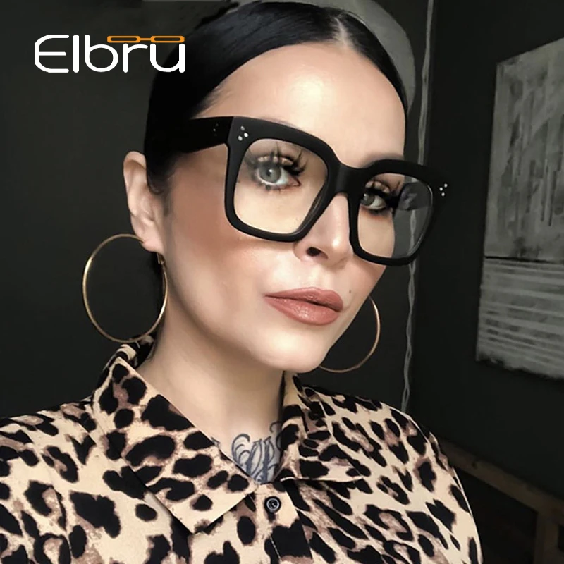 

Elbru 2020 модная квадратная большая оправа для очков для мужчин и женщин