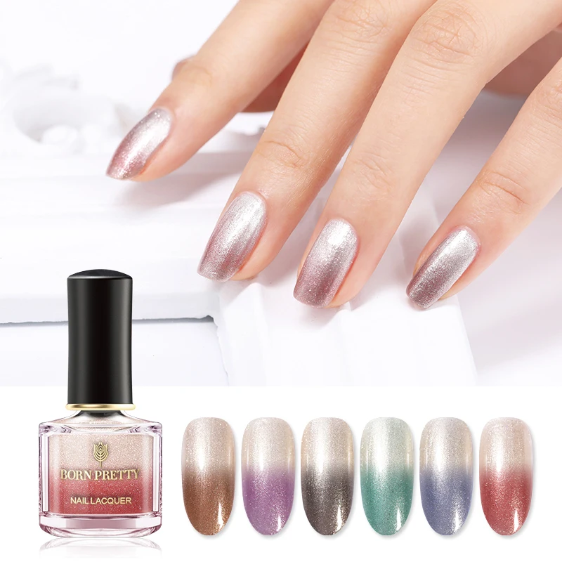 BORN PRETTY 6 мл термальный лак для ногтей Shimmer отшелушивается Температура Изменение цвета на водной основе Дизайн Лак для ногтей