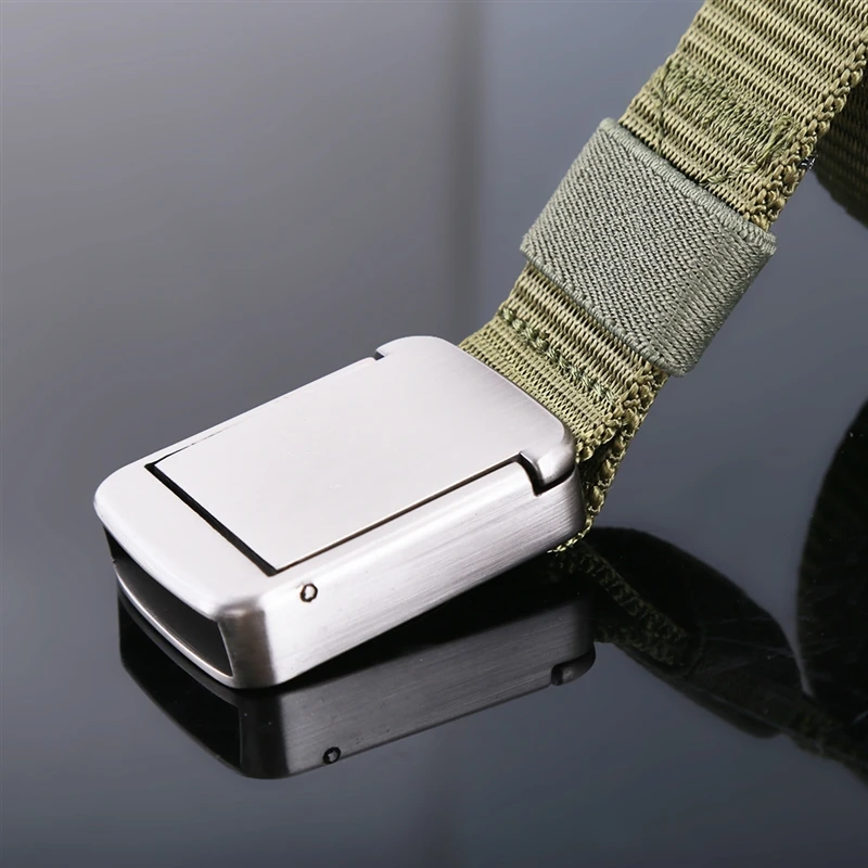 

Men and women automatic buckle smooth buckle nylon canvas slim belt tactics outdoor trousers students military training belts