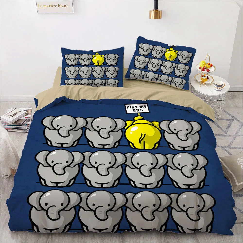 

3D Comforter Case Duvet Quilt Cover Bedding Set Queen King Queen Double Single Size Cartoon Elephant Design Home Textile