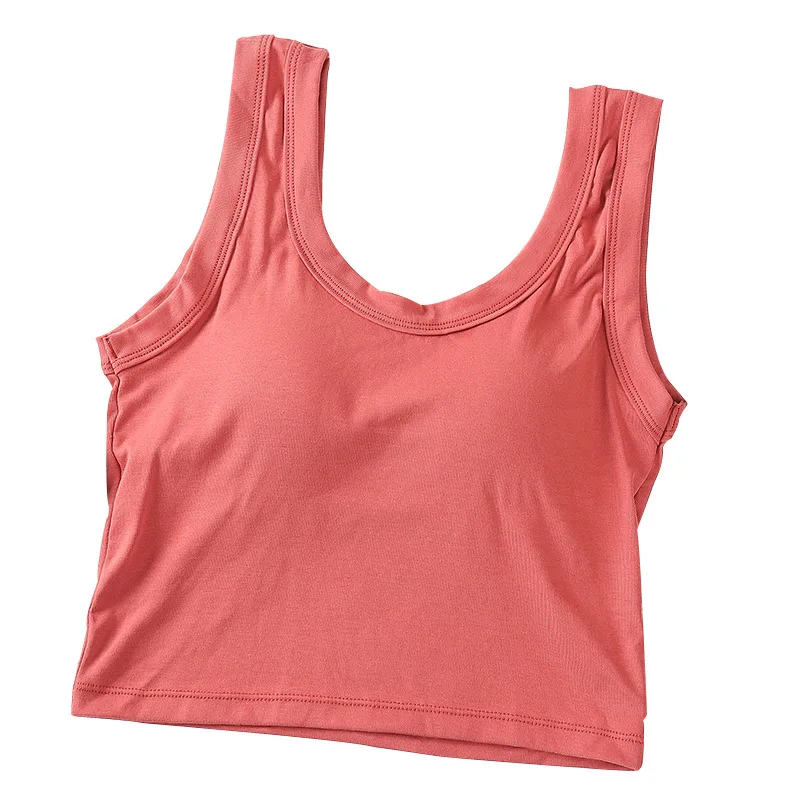 

New Sports Vest Korean Wide Shoulder Underwear with Chest Pad Cotton Short for Women Factory Wholesale
