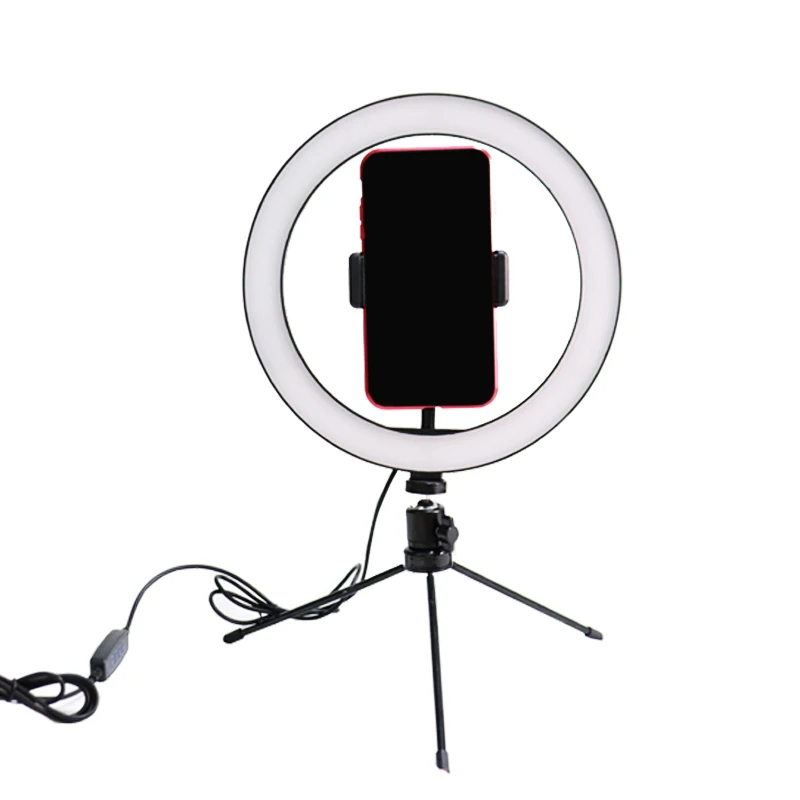 mini tripod light 10 дюймов, 26 см, USB зарядка, кольцевой светильник для селфи, вспышка, светодиодная камера, телефон, фотосъемка, улучшенная фотография для смартфона, студия VK - Цвет: mini tripod light