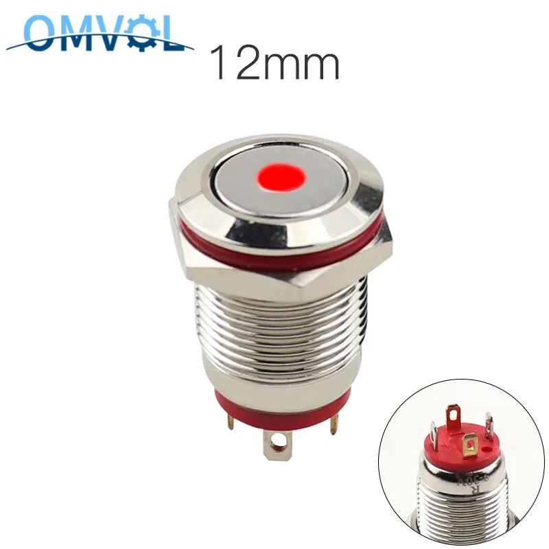 1 шт. 12 мм Мгновенный металлический переключатель водонепроницаемый кнопочный с