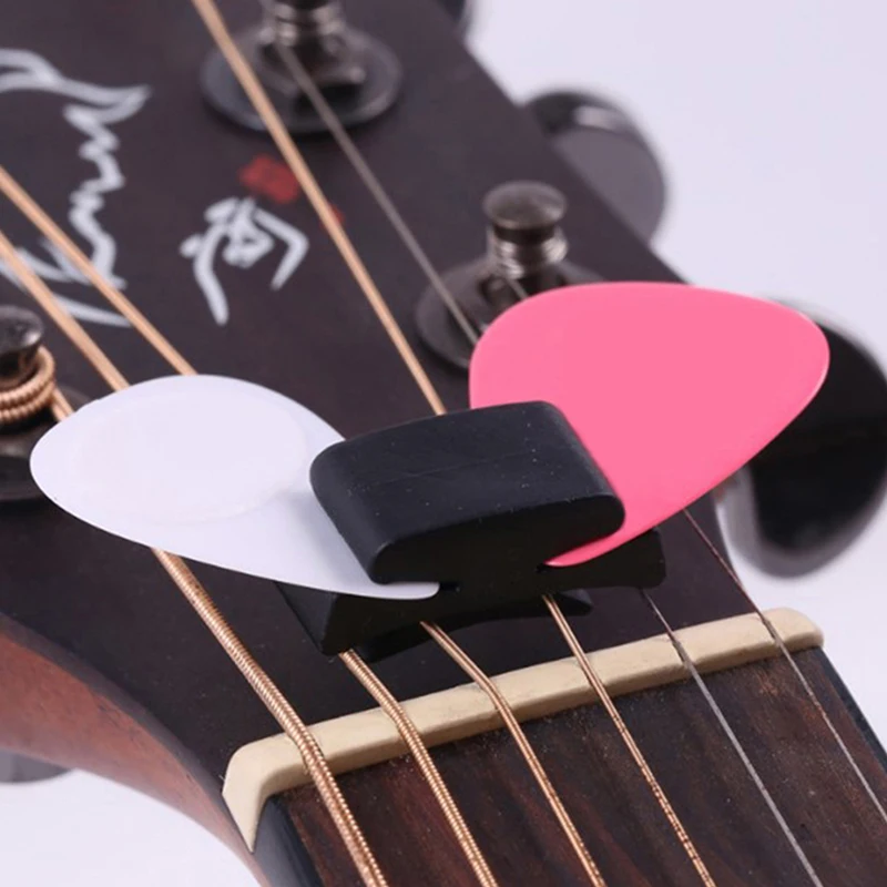

2pcs Black Rubber Guitar Pick Holder Fix on Headstock for Guitar Bass Ukulele