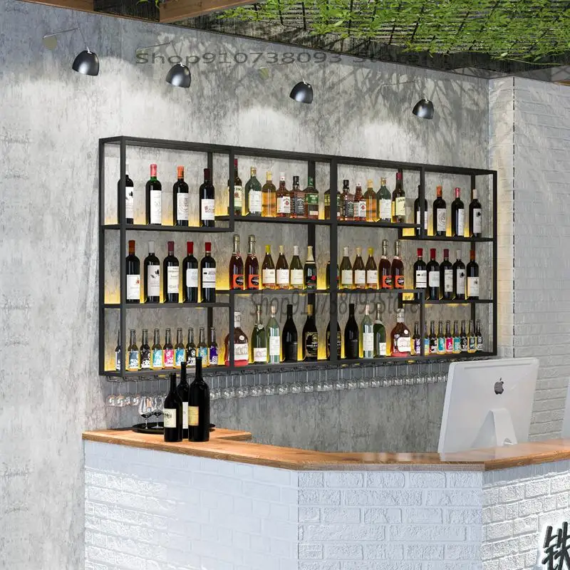 Промышленный стиль, барная стойка, Винная стойка, настенный светящийся винный шкаф в ретро-стиле