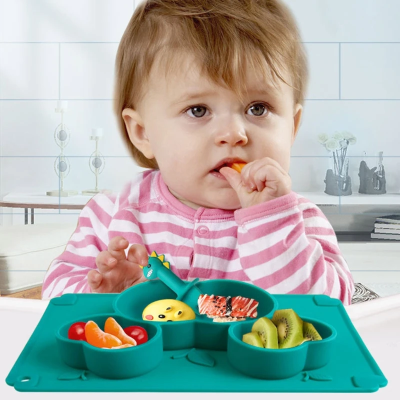 

Baby Cute Fruit Silicone Training Bowl Divided Sucker Non-slip Dinner Utensils A2UB