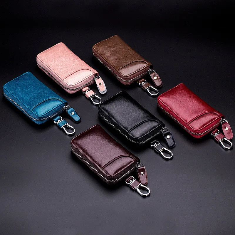 Genuine Leather KeyChain Unisex Key Bag Multifunction Organizer Wallet Holder Smart Housekeeper Car Small Key Case Keys Pouch
