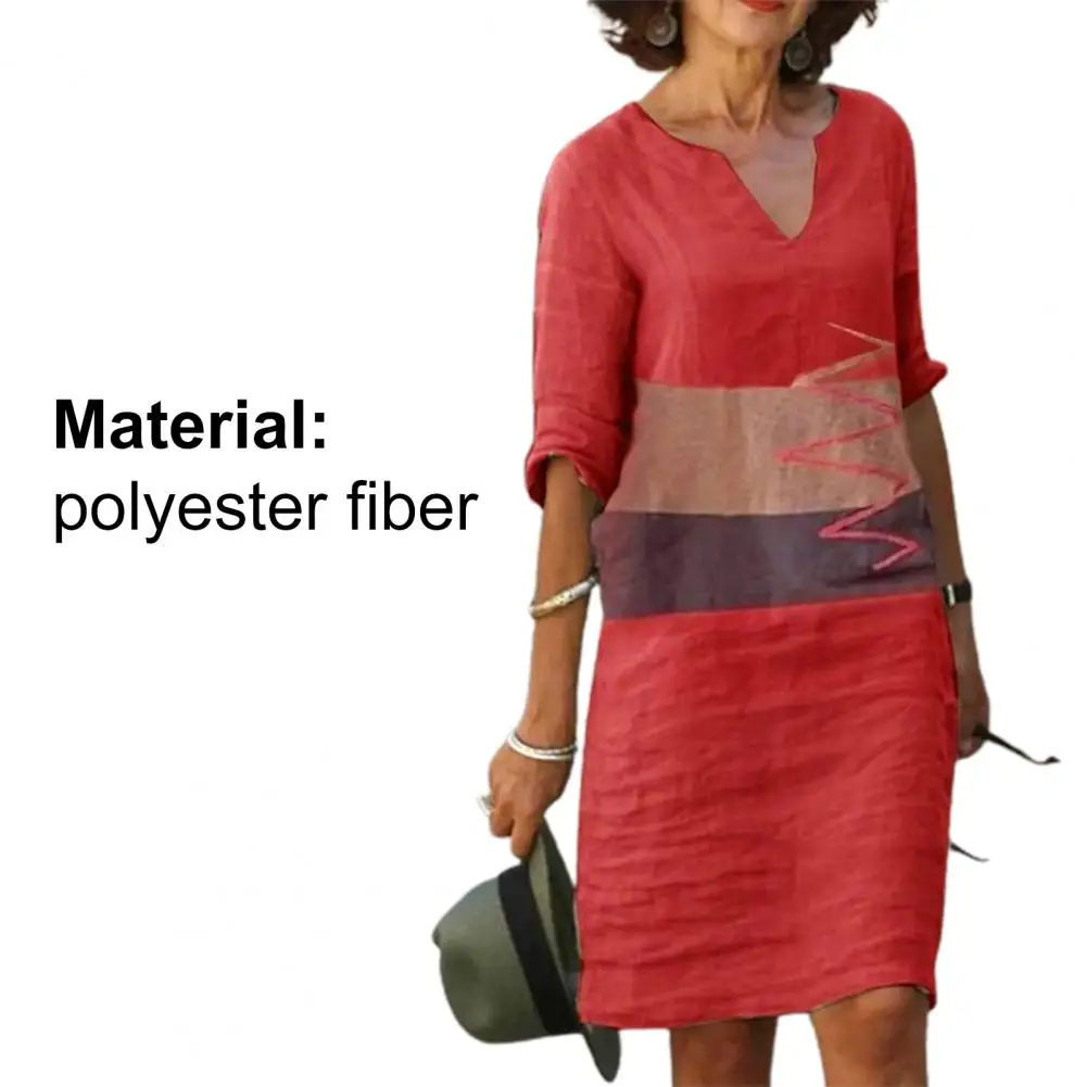 

50% Hot Sales!!! Knee-length V-neck Slim Floral Print Half Sleeve Women Dress Streetwear for Party