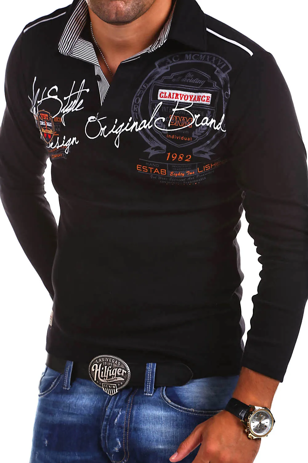 ZOGAA мужские летние модные футболки-поло с длинными рукавами личность на каждый