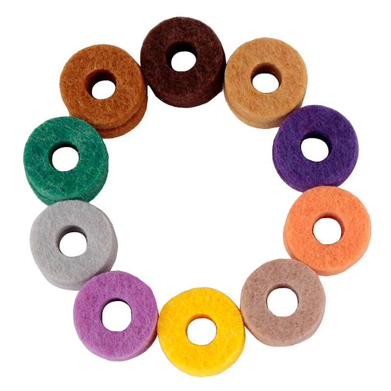 

10Pcs/ Pack Cymbal Stand Felt Washer Pad Replacement Round Soft for Drum Set Cymbals (Random Color )