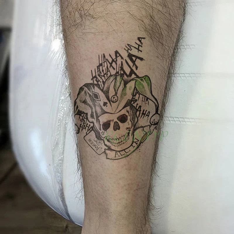 Водонепроницаемые временные тату наклейки Череп Клоун буквы флэш-тату