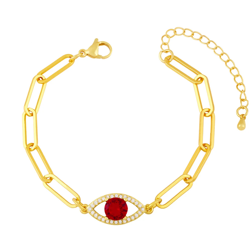 FLOLA Позолоченные скрепки-Цепочки Браслеты для женщин медный Циркон Кристалл