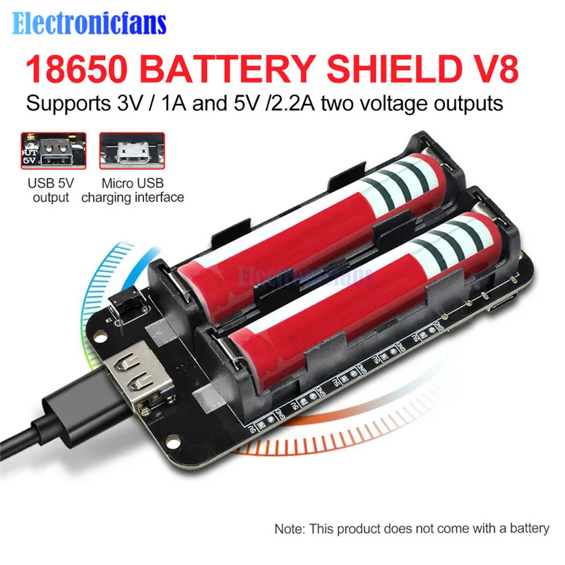 Двойная 18650 литиевая Защита аккумулятора V8 V3 5V 3A Micro USB Type A зарядка для Raspberry Pi ESP8266