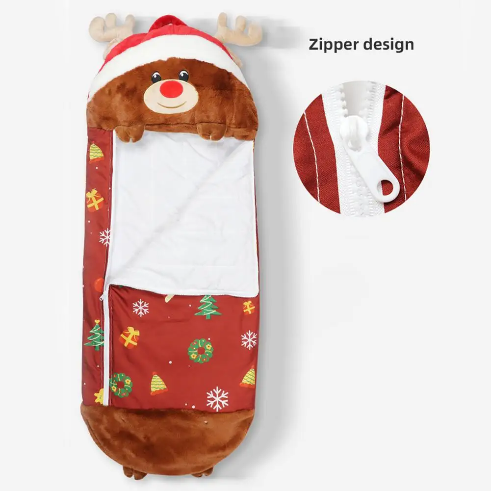 

137*50cm Children's Foldable Cartoon Animals Sleeping Bag Soft Warm Pillow Sleeping Bag 2 In 1For Boys Girls Birthday Gifts