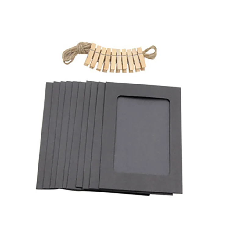10 Pcs 3 дюйма DIY крафт Бумага фоторамка Стена фотографий FrameAlbum + пояс набор заколок