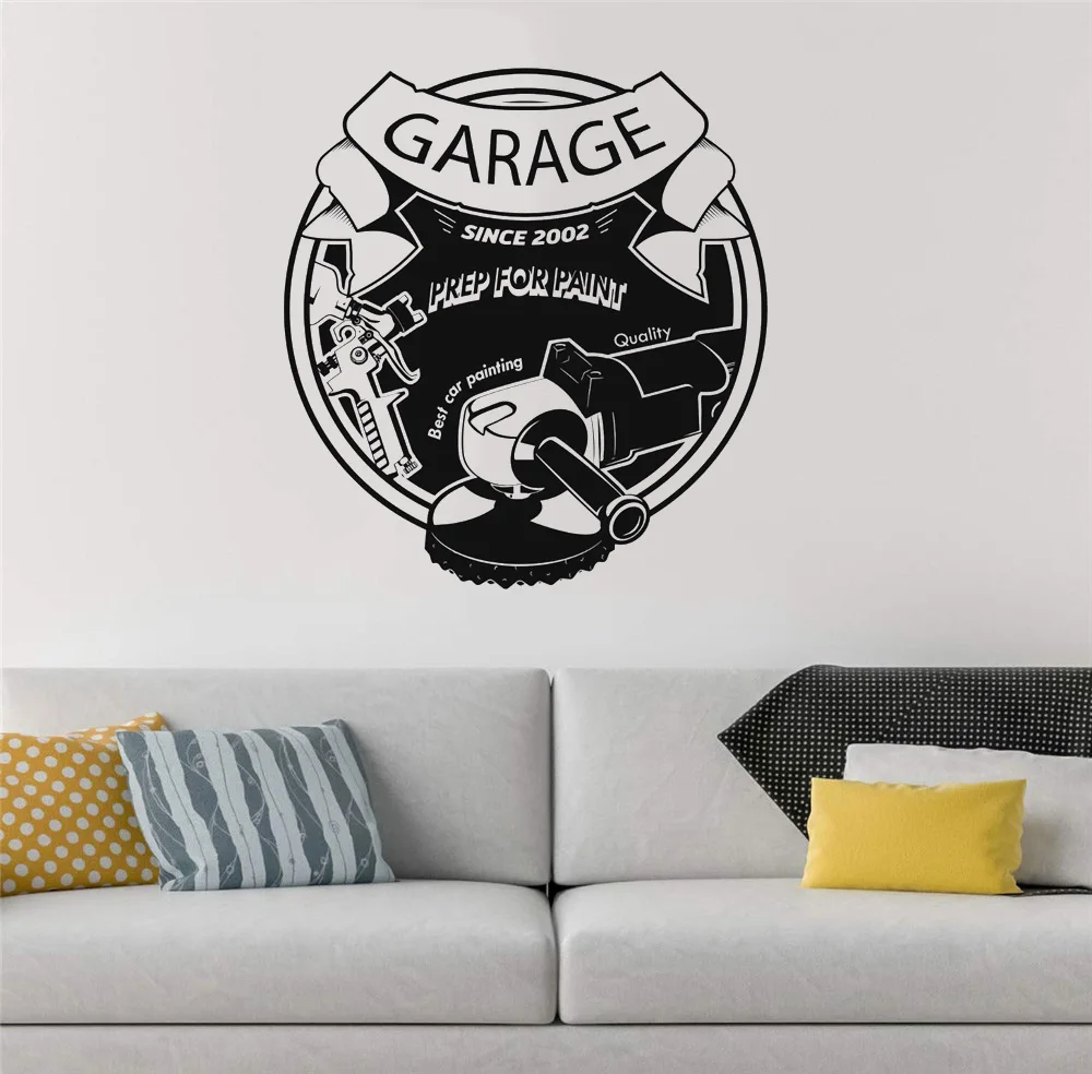 

Garage Car Prep Wall Sticker For Painting Personalized Date Wall Art Decal For Garage Shop Decor Removable A002141