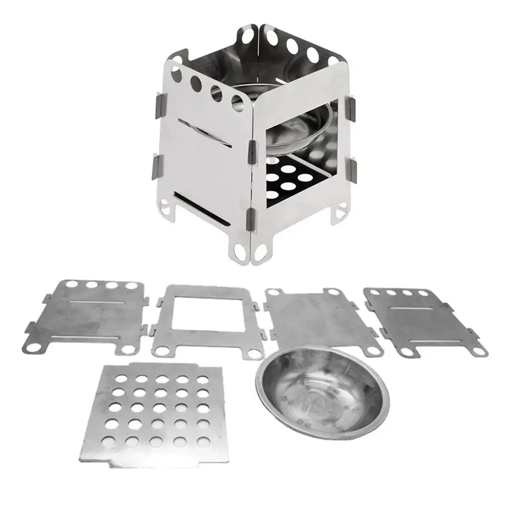 Нержавеющая Сталь Кемпинг дровяная печь портативный открытый складной титана