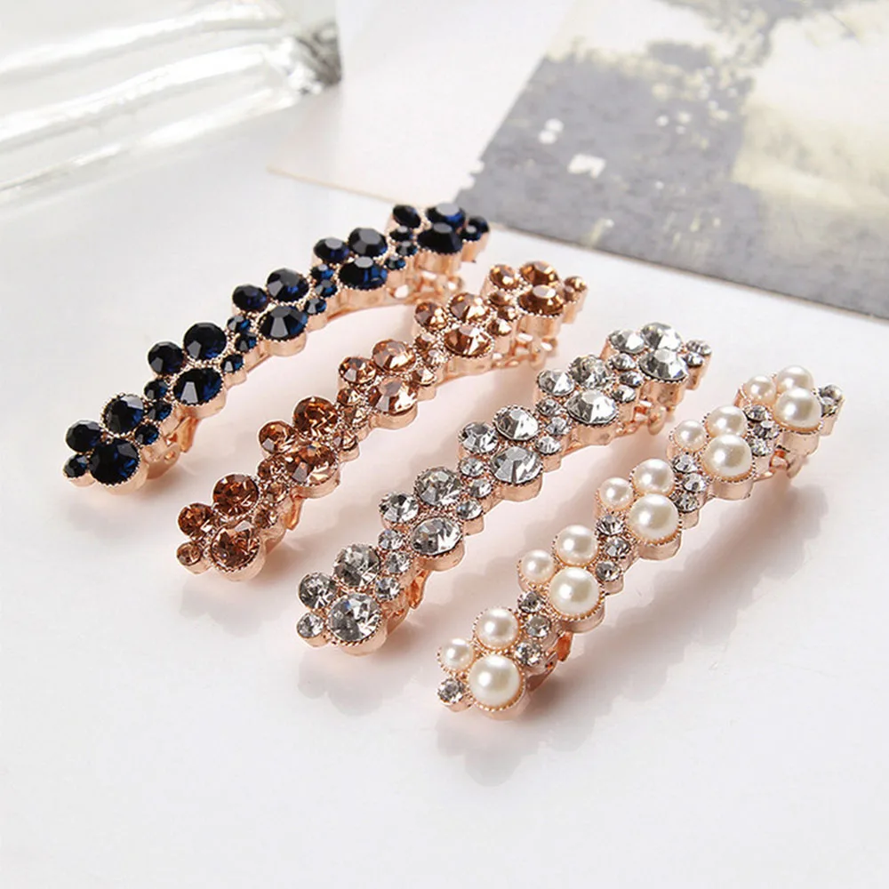 

Fashion Korean Crystal Pearl Elegant Women Barrettes Hair Clip Hairgrips Hairpin Girls Hair Styling Accessories