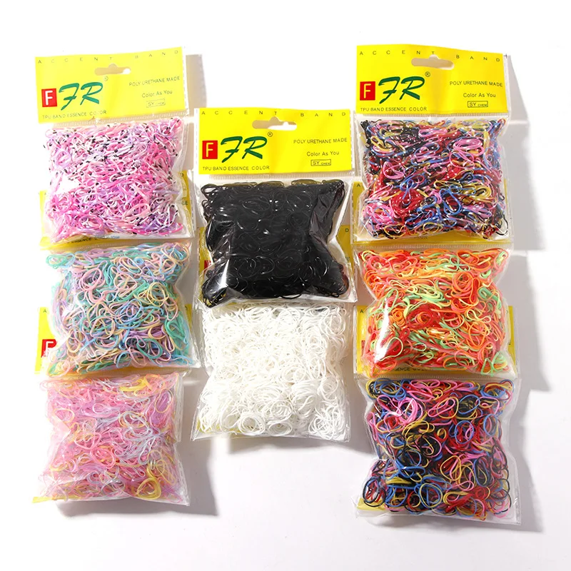 

1000/PCS Cute Girls Colourful Ring Disposable Elastic Hair Bands Ponytail Holder Rubber Band Scrunchies Kids Hair Accessories