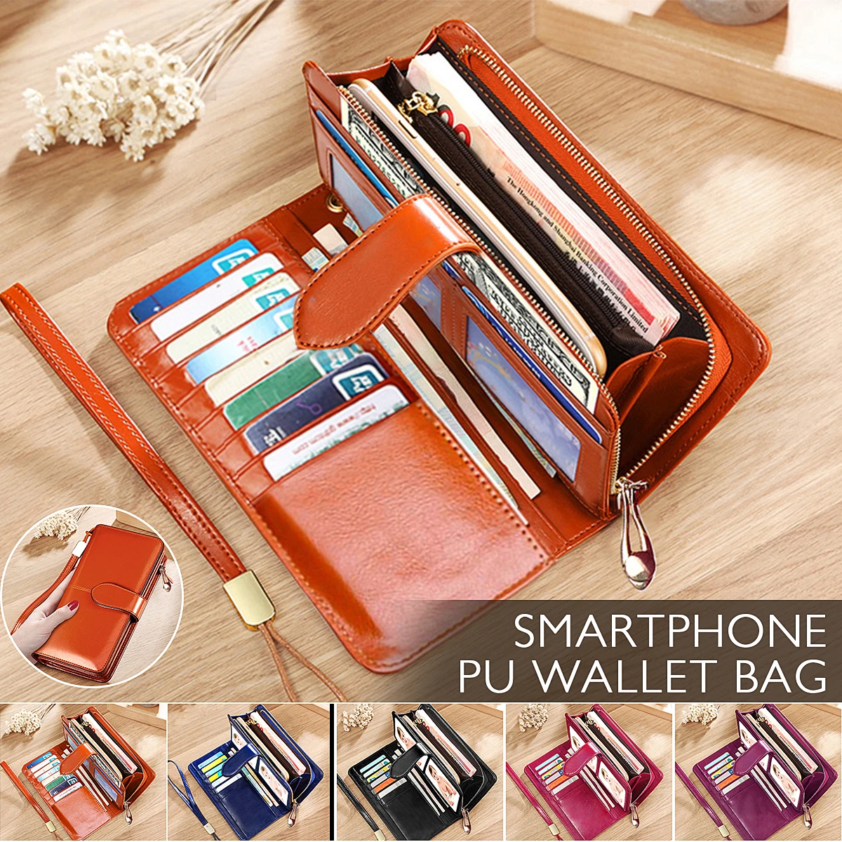 Женские Длинные кошельки модный клатч из искусственной кожи на молнии женская