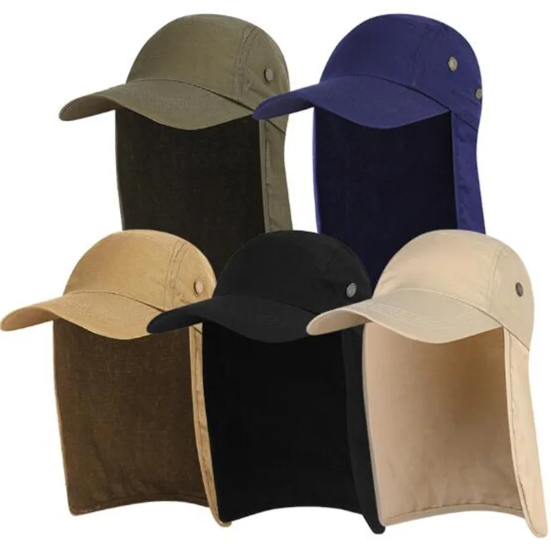 

2021 New Outdoor Unisex Hiking Caps Quick Dry Sun Visor Cap Hat Sun Protection With Ear Neck Flap Cover For Hiking Riding Caps