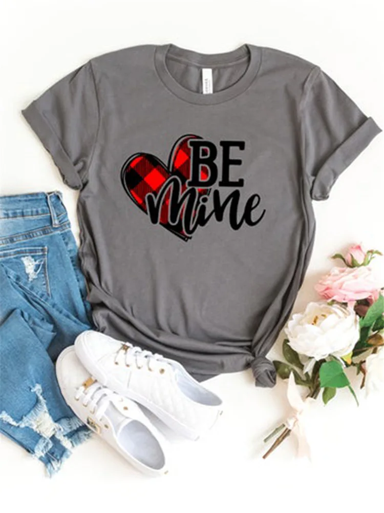 

Be Mine футболка Эстетическая Женская на День святого Валентина 2020 готический Белый Топ Футболка с Днем Святого Валентина Женские Графические...