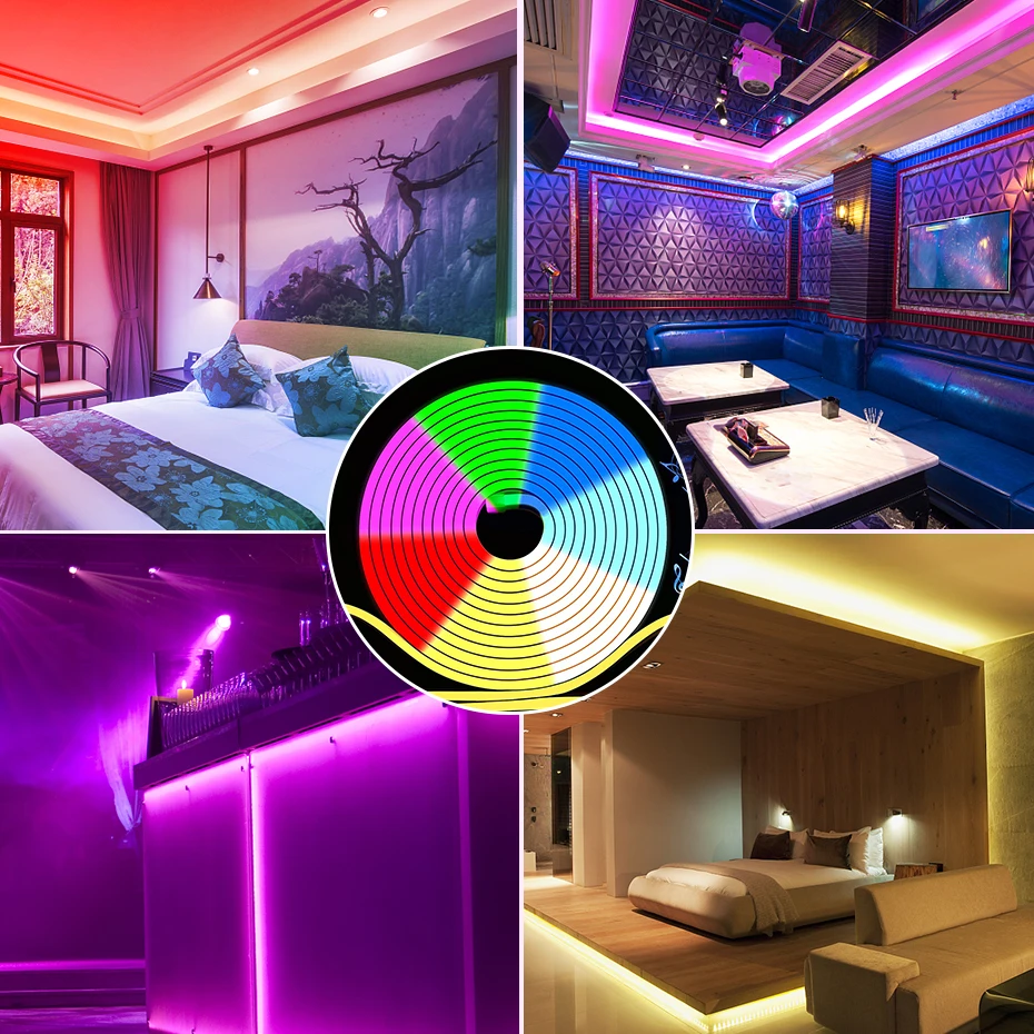 Waterproof Neon Led Strip RGB 12V with IR Remote/ Bluetooth/Tuya WiFi Music Cintroller Tape Light 1m 2m 5m Stripe | Лампы и освещение