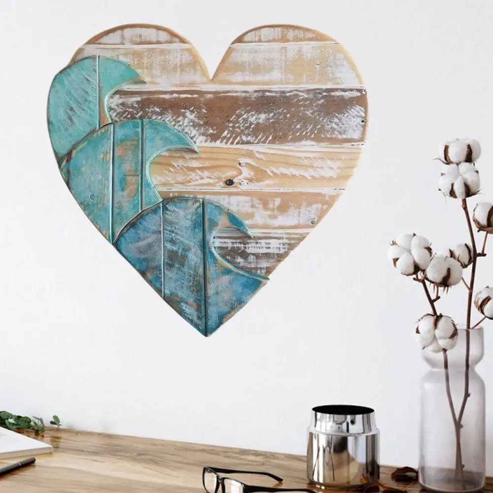 

2021 Hanging Pendant Innovative Attractive Wall Mountable Wood Romantic Blue Wave Heart Wall Decoration for Gifts Wholesale