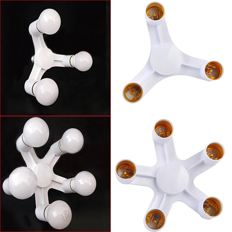 

1 to 3 5 Lamp Holder Converters E27 Base Socket Splitter LED Light Lamp Bulb Adapter Holders HANW88