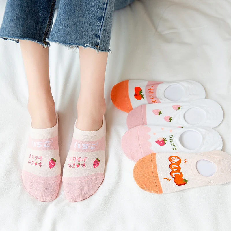 Короткие носки с фруктовым принтом Женские летние хлопковые короткие