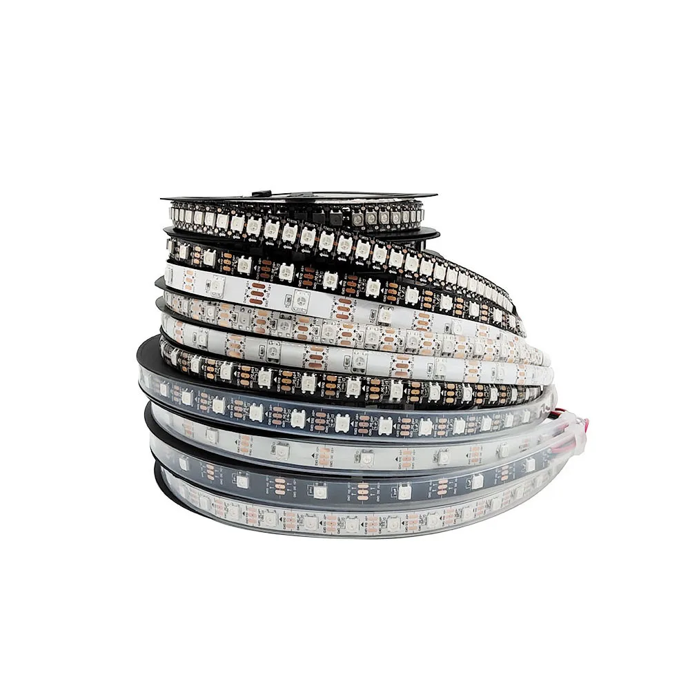 

WS2812B Smart RGB Atmosphere Holiday LED Strips WS2812 Individually Addressable LED Lights 30/60/74/96/144Leds Black/White PCB