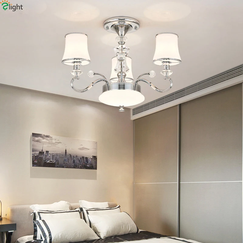 Modern Chrome Metal Led Chandelier Lighting Living Room Glass Pendant Chandeliers Lights Dining Hanging Lamp Fixtures | Лампы и