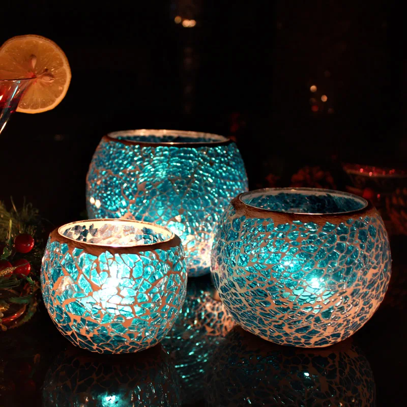 3 красота ручной работы мозаика подсвечник романтическая свеча ужин Свадебная