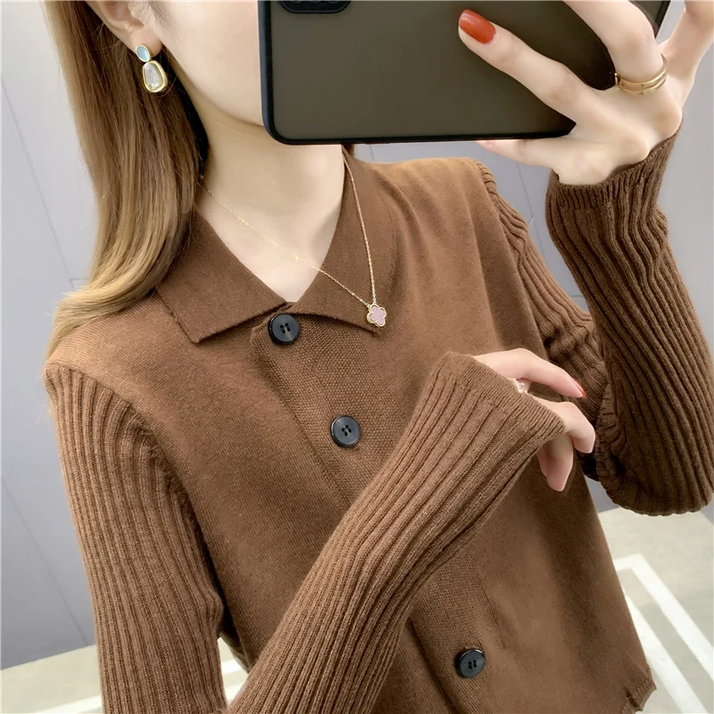 

19808 solid color oblique button Pullover T-shirt 47