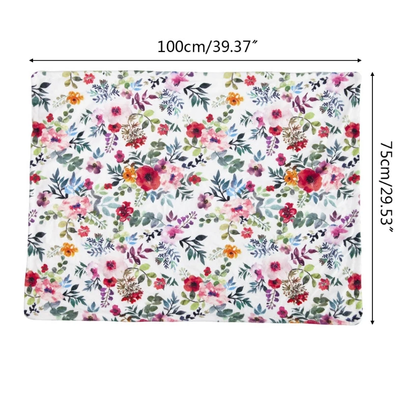 

Baby Receiving Blanket with Dotted Backing Floral Printed Swaddle Wrap for Newborn Infant Bedding 75x100cm K3NE