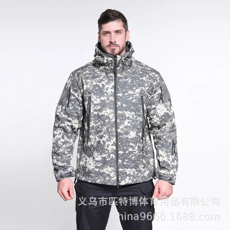 Мужские уличные водонепроницаемые ветрозащитные куртки и брюки софтшелл охота