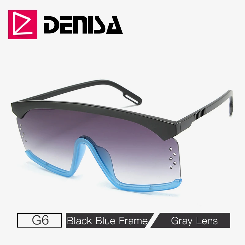 G6 Gray Sunglasses DENISA модные негабаритные женские солнцезащитные очки, брендовая дизайнерская квадратная большая рама, солнцезащитные очки с защитой от ультрафиолета для женщин G2087 - Цвет линз: G6 Gray Sunglasses