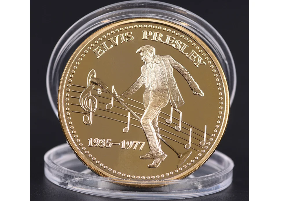 Элвис цвет серебристый Золотой памятная CoinElvis Presley 1935 1977 из серии игр The King of N рок н