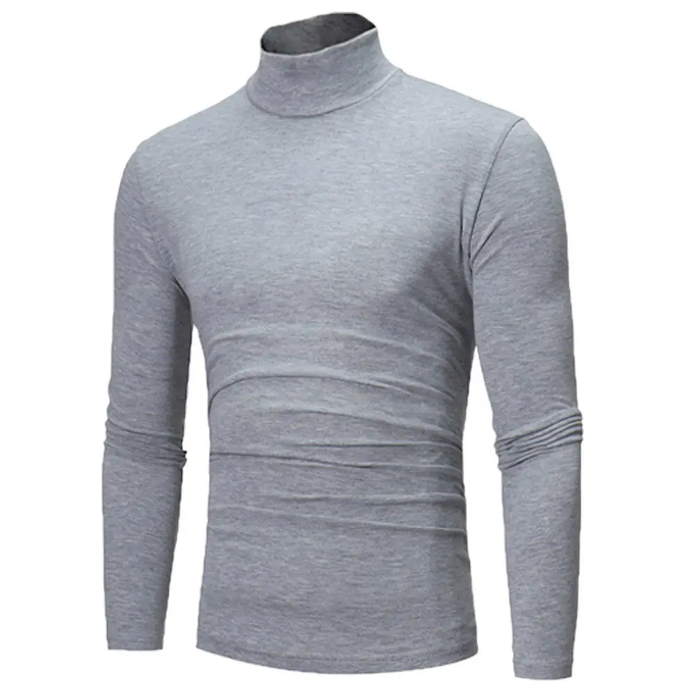 Мужской зимний приталенный свитер теплый Хлопковый пуловер с высоким воротом