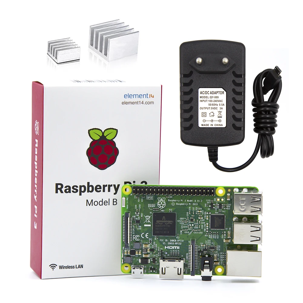 4 в 1 Raspberry Pi 3 Kit Wifi и Bluetooth Model B + радиаторы с блоком питания прозрачный чехол из АБС