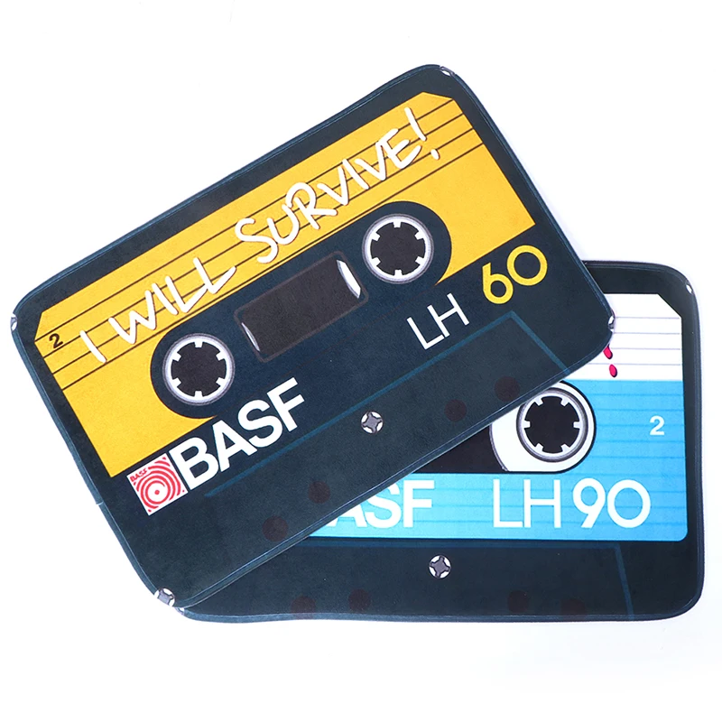 

Magnetic Tape Music Cassette R Decor Welcome Pad Water Absorption Entrance Anti-Slip Doormat Vintage TV