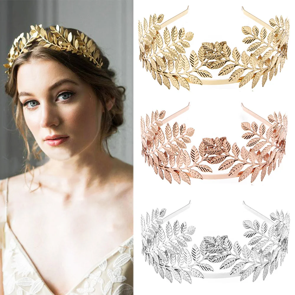 

Bridal Hair Accessories Hair Bands Korean Gold Leaves Wreath Vintage Pearl Wedding Tiara Headband Women Girls Hair Crown New2019
