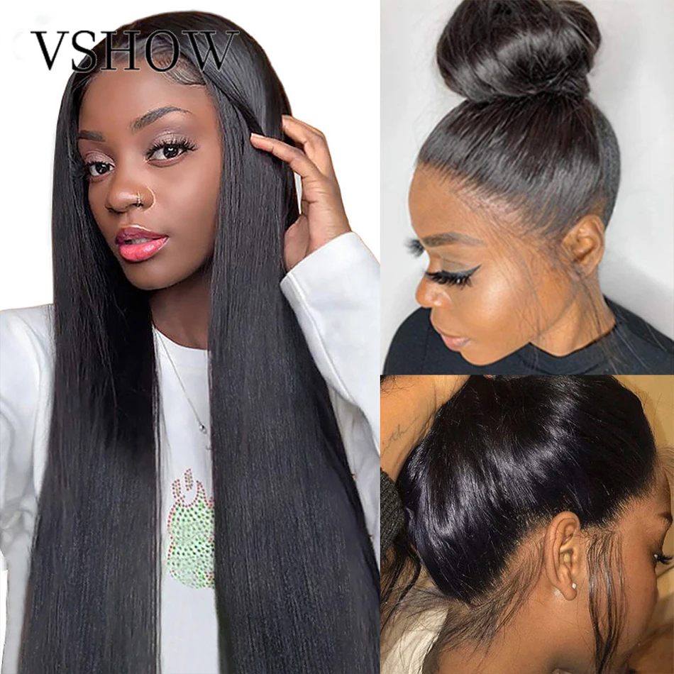 

HD Transparent 360 lace frontal wig 4X4 Lace Closure Wig Straight 13x6 Lace Front Human Hair Wigs For Black Women 30 Inch VSHOW